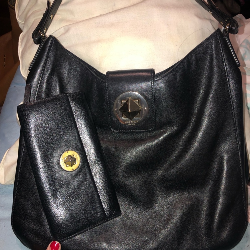 Black leather Kate Spade purse & matching wallet